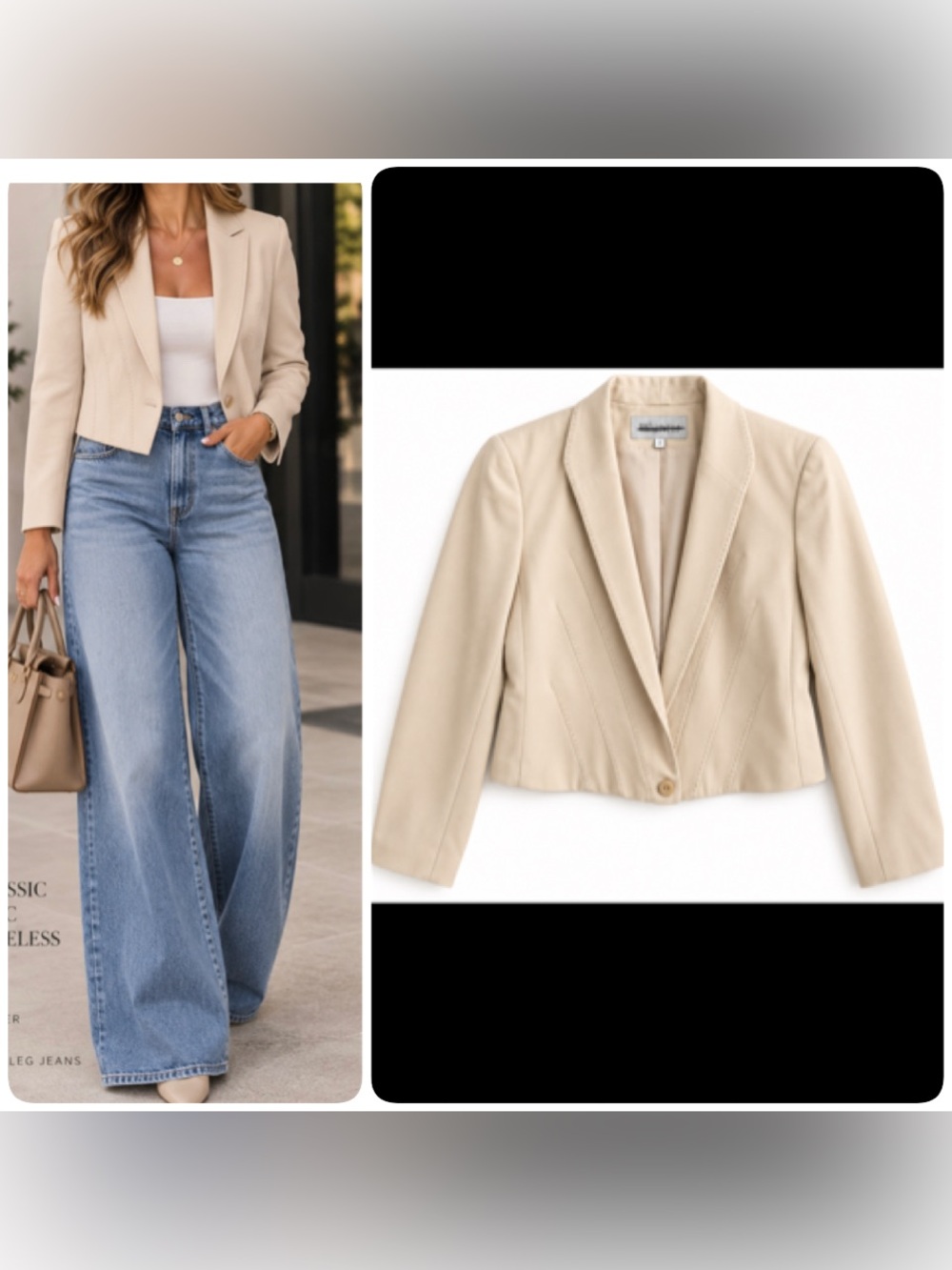 Worth vintage tailored Cropped Beige Blazer Jacket